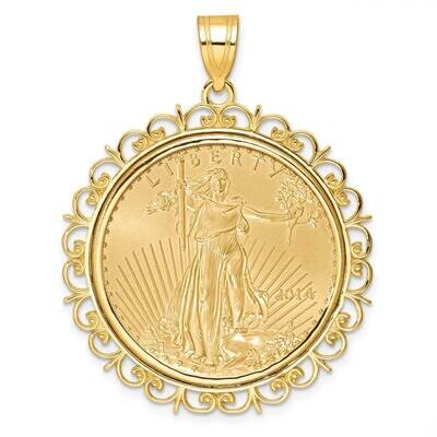 Polished Fancy Prong Mounted 1/2Oz American Eagle Coin Bezel Pendant 14k Gold C8190/27.0C, MPN: C81…