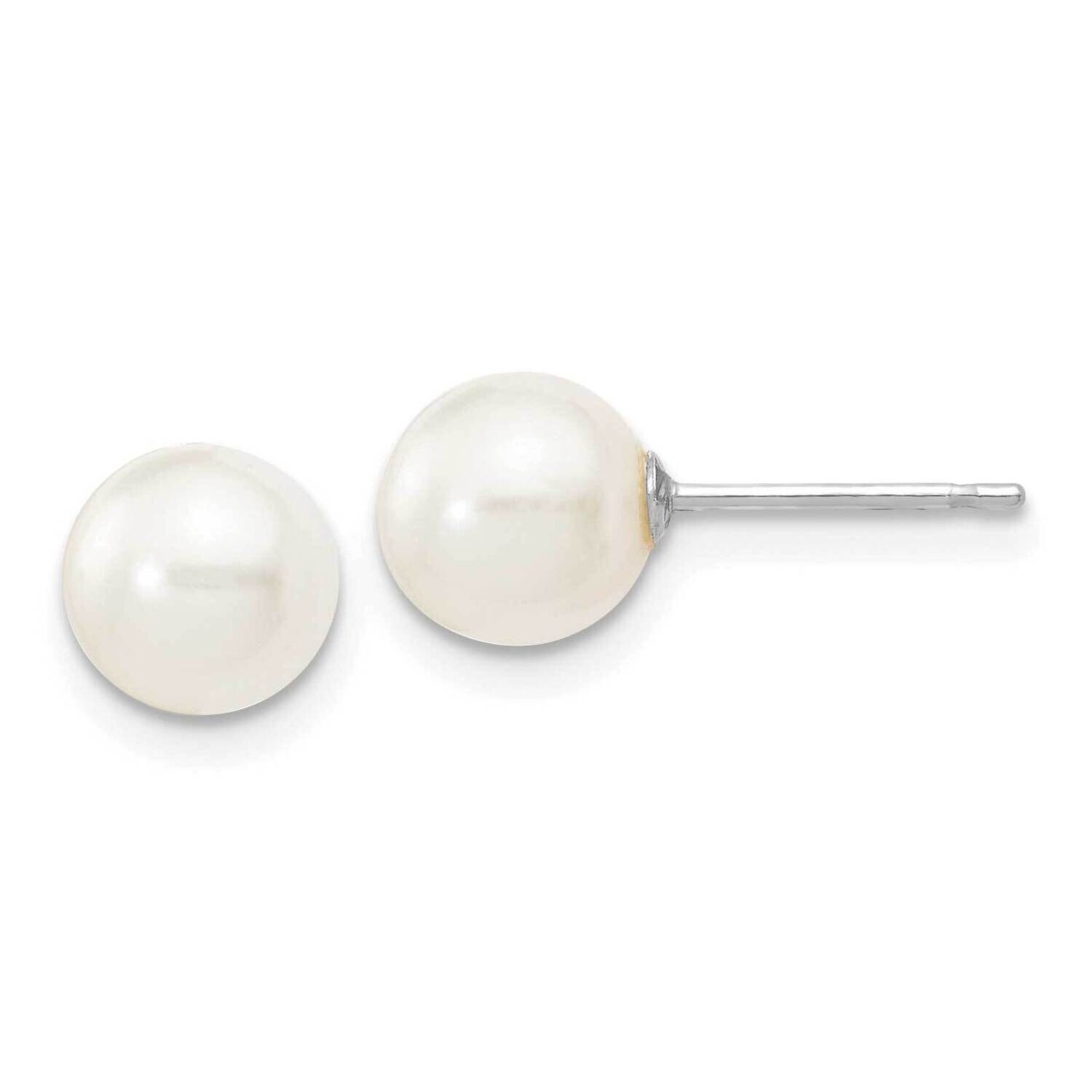 6-7mm White Round Fw Cultured Pearl Stud Post Earrings 10k White Gold 10XW60PW, MPN: 10XW60PW,