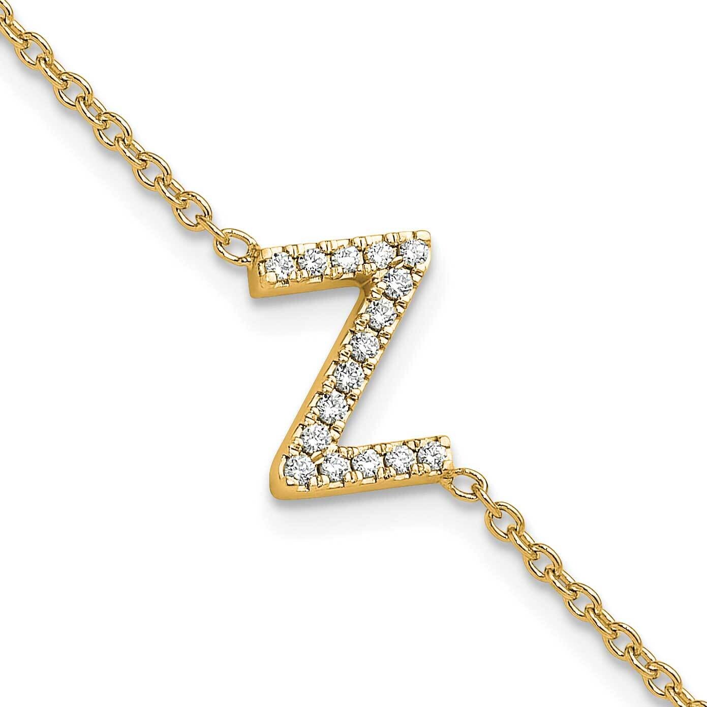 Diamond Sideways Letter Z 1 Inch Extender Bracelet 14k Gold BM9951Z-018-YA, MPN: BM9951Z-018-YA,
