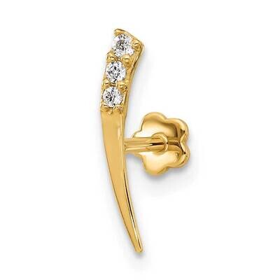 18 Gauge Polished CZ Cartilage Body Jewelry 14k Gold BD257, MPN: BD257,