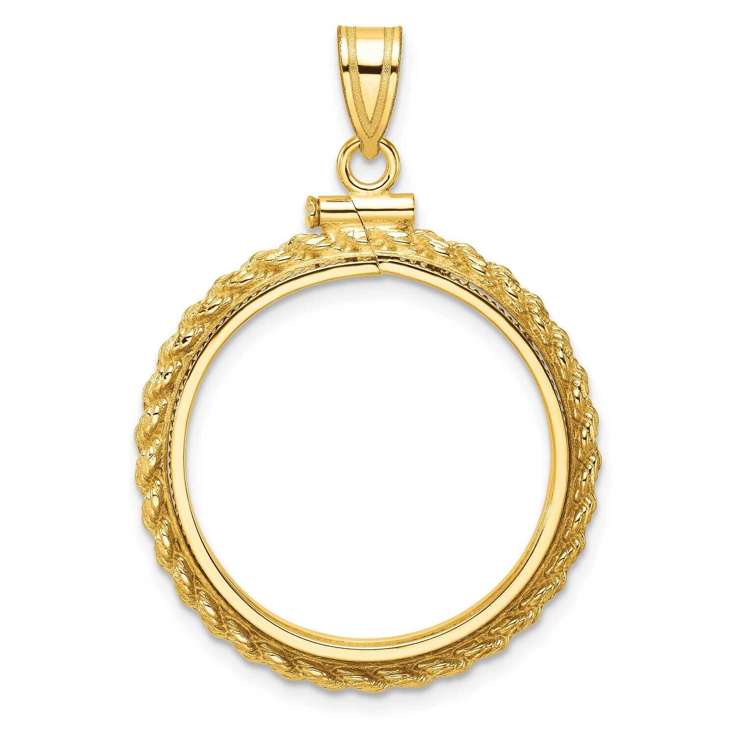 Polished Casted Rope Screw Top 22.0mm X 1.9mm Coin Bezel Pendant 14k Gold C8195/22.0, MPN: C8195/22…