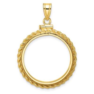 Polished Casted Rope Screw Top 22.0mm X 1.9mm Coin Bezel Pendant 14k Gold C8195/22.0, MPN: C8195/22…