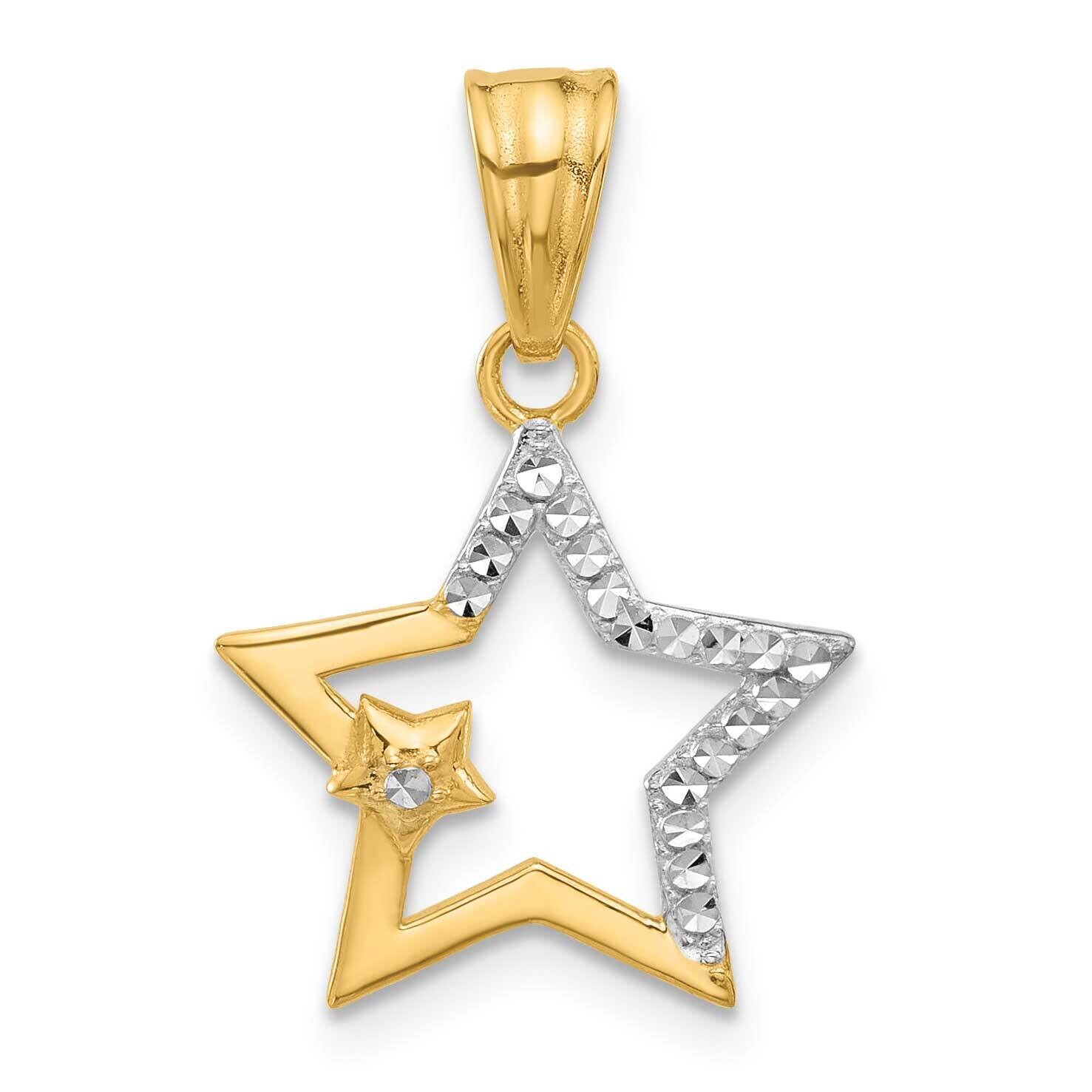 Diamond-Cut Stars Pendant 14k Gold White Rhodium  C4885, MPN: C4885,