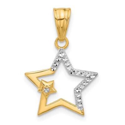 Diamond-Cut Stars Pendant 14k Gold White Rhodium  C4885, MPN: C4885,