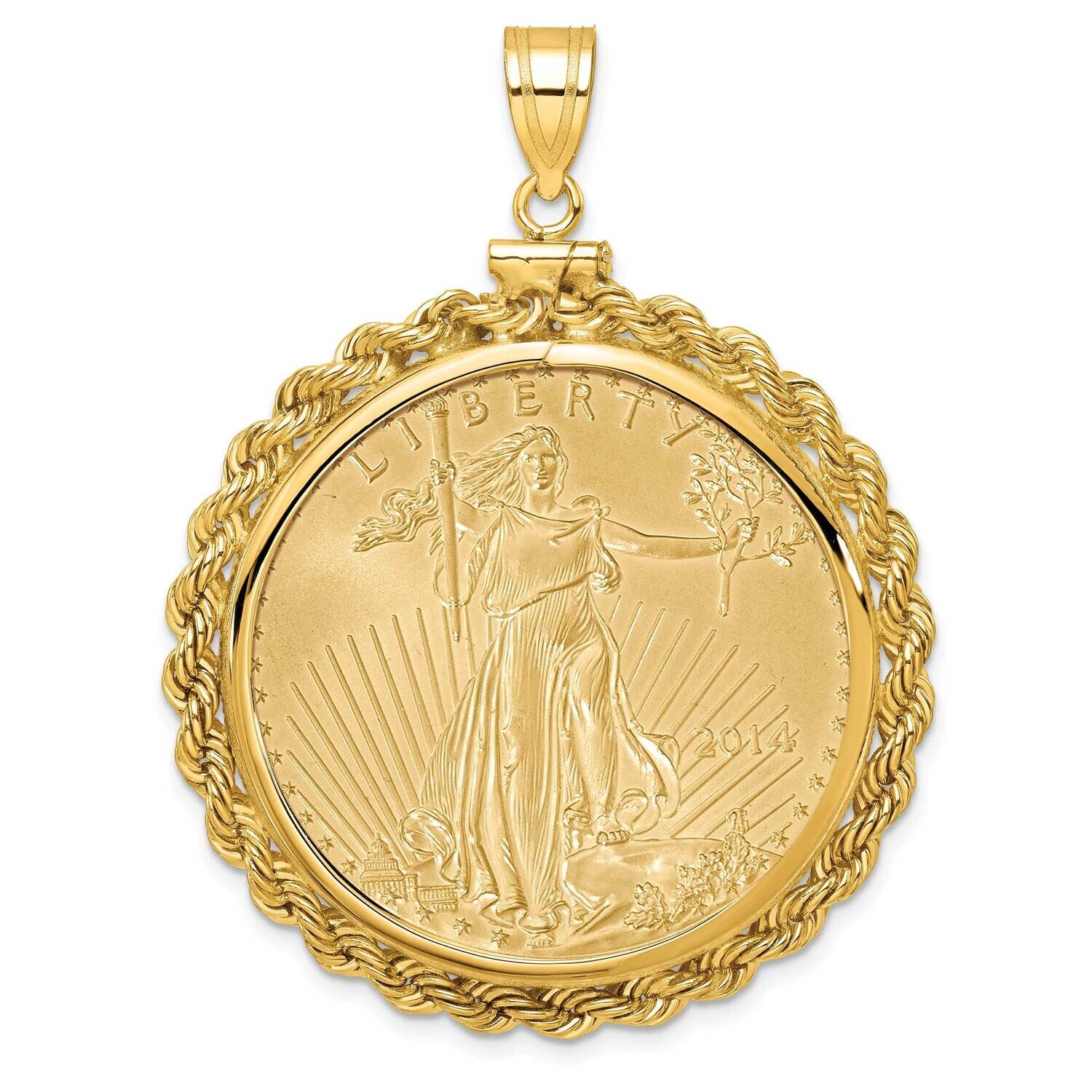 WidebDistinguished Coin Jewelry Rope Screw Top Mounted 1Oz American Eagle Coin Bezel Pendant 14k Gold C1215/32.7C
