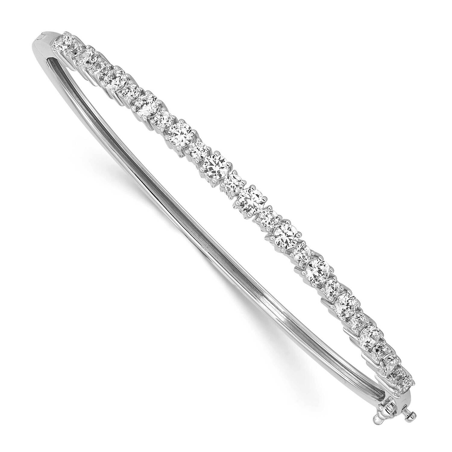 True Origin 1 Carat Lab Created Diamond Vs/Si D E F Small 6.25 Inch Fancy Bangle Bracelet 14k White Gold BM8604-183-SM-WLD