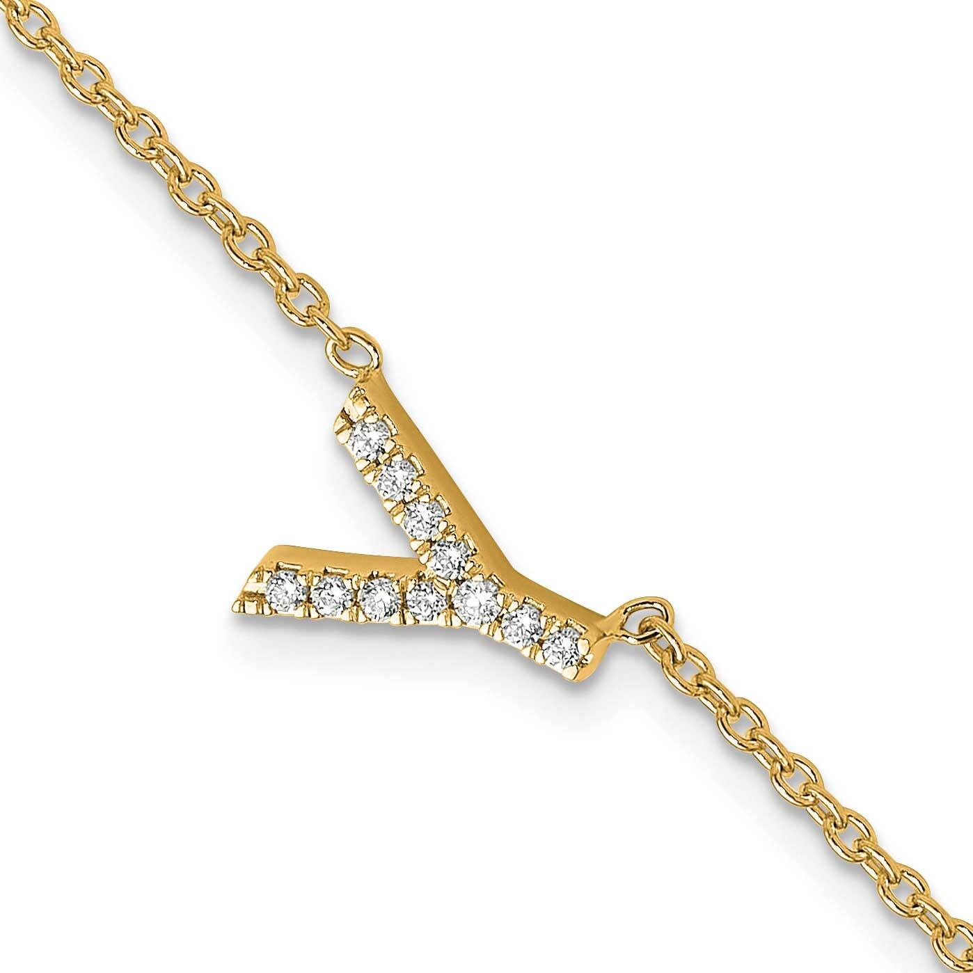Diamond Sideways Letter Y 1 Inch Extender Bracelet 14k Gold BM9951Y-014-YA