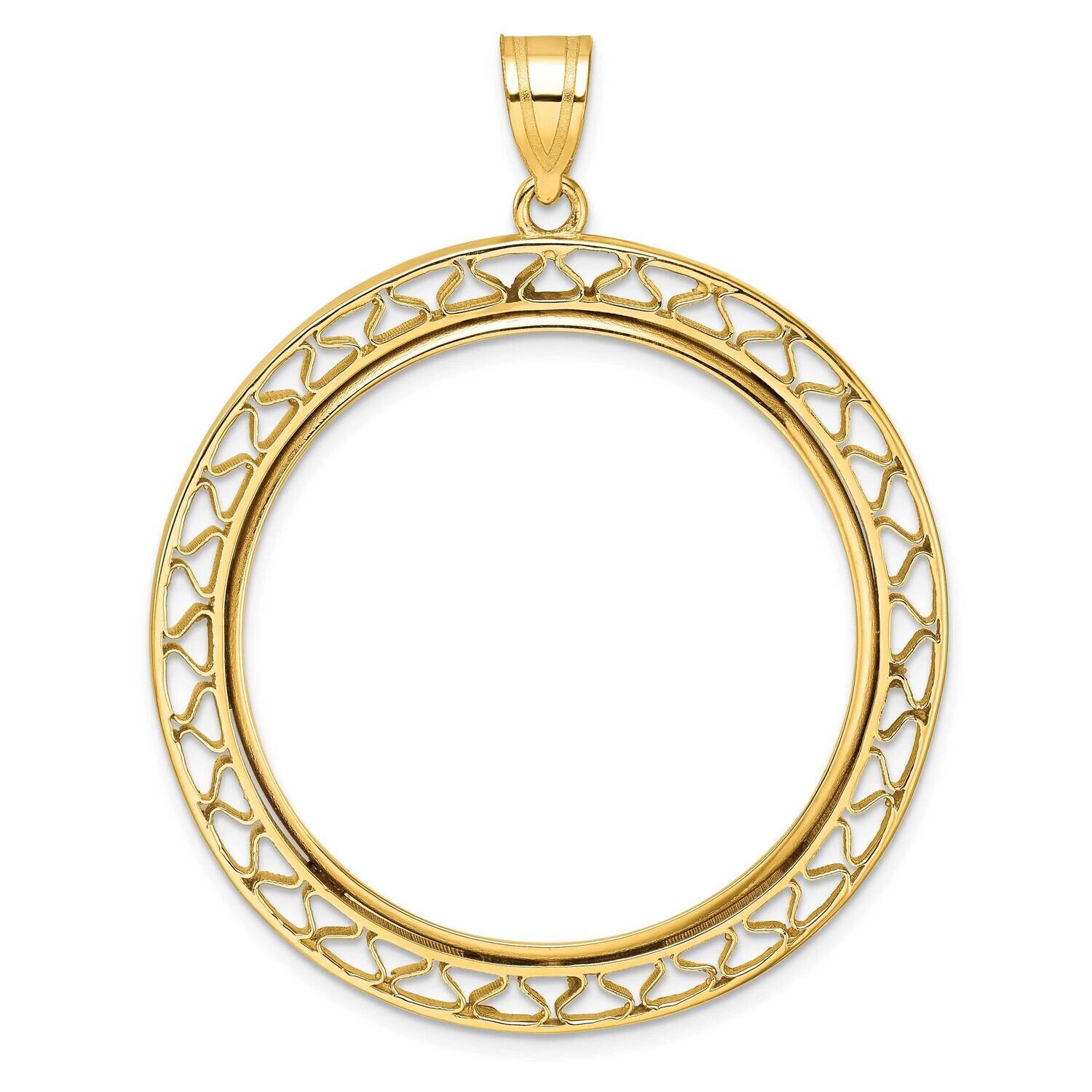 Polished Fancy Wire Prong 32.7mm Coin Bezel Pendant 14k Gold C8193/32.7, MPN: C8193/32.7,