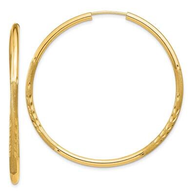 2mm Satin Diamond-Cut Endless Hoop Earrings 10k Gold 10XY1180, MPN: 10XY1180,