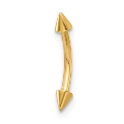16 Gauge Polished Spiked Eyebrow Ring 14k Gold BD284, MPN: BD284,