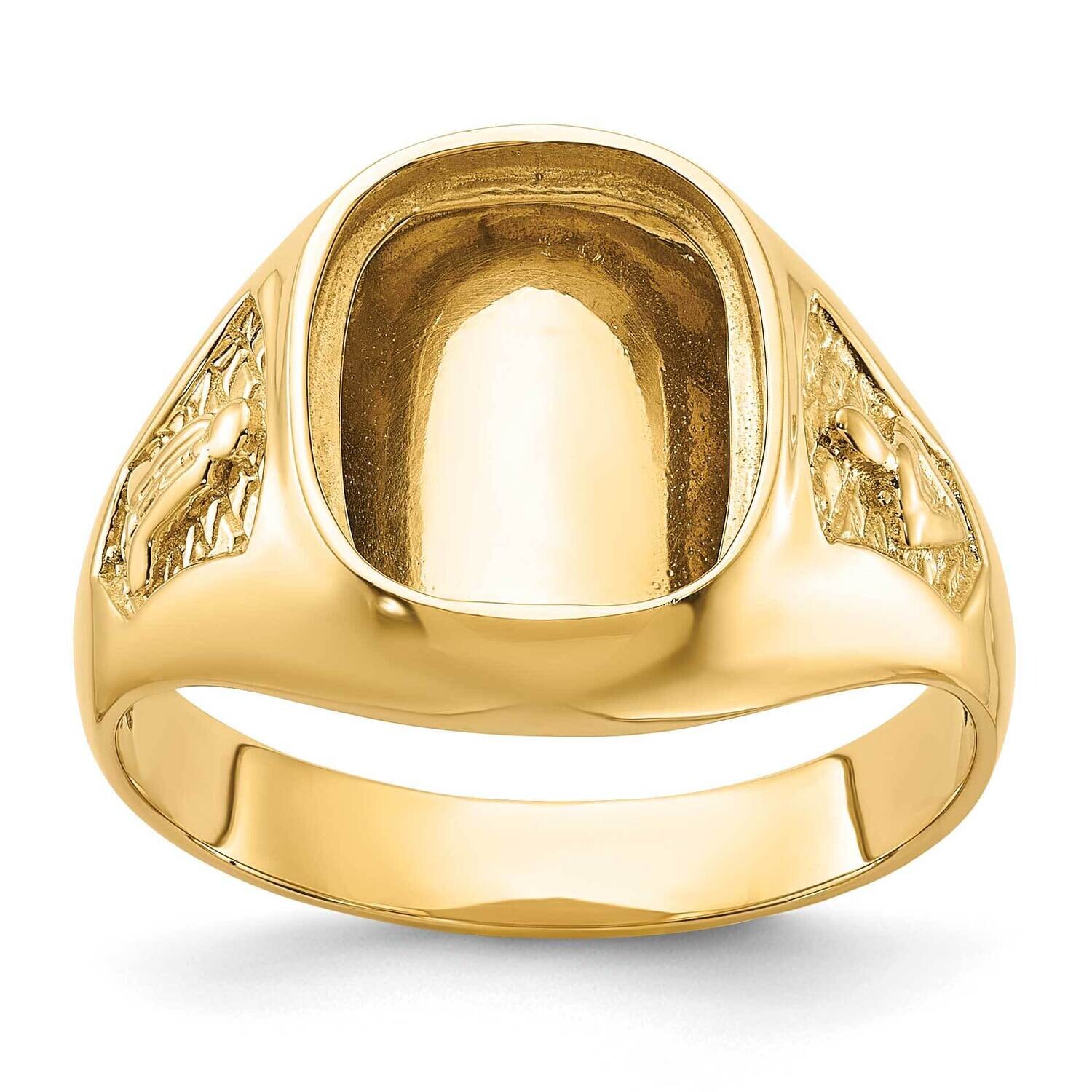 Men&#39;s Polished Textured Masonic Ring Mounting 10k Gold 10Y1583