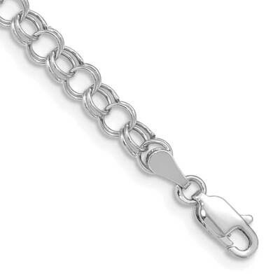 Hollow Double Link Charm Bracelet 7 Inch 14k White Gold DO540W-7, MPN: DO540W-7,