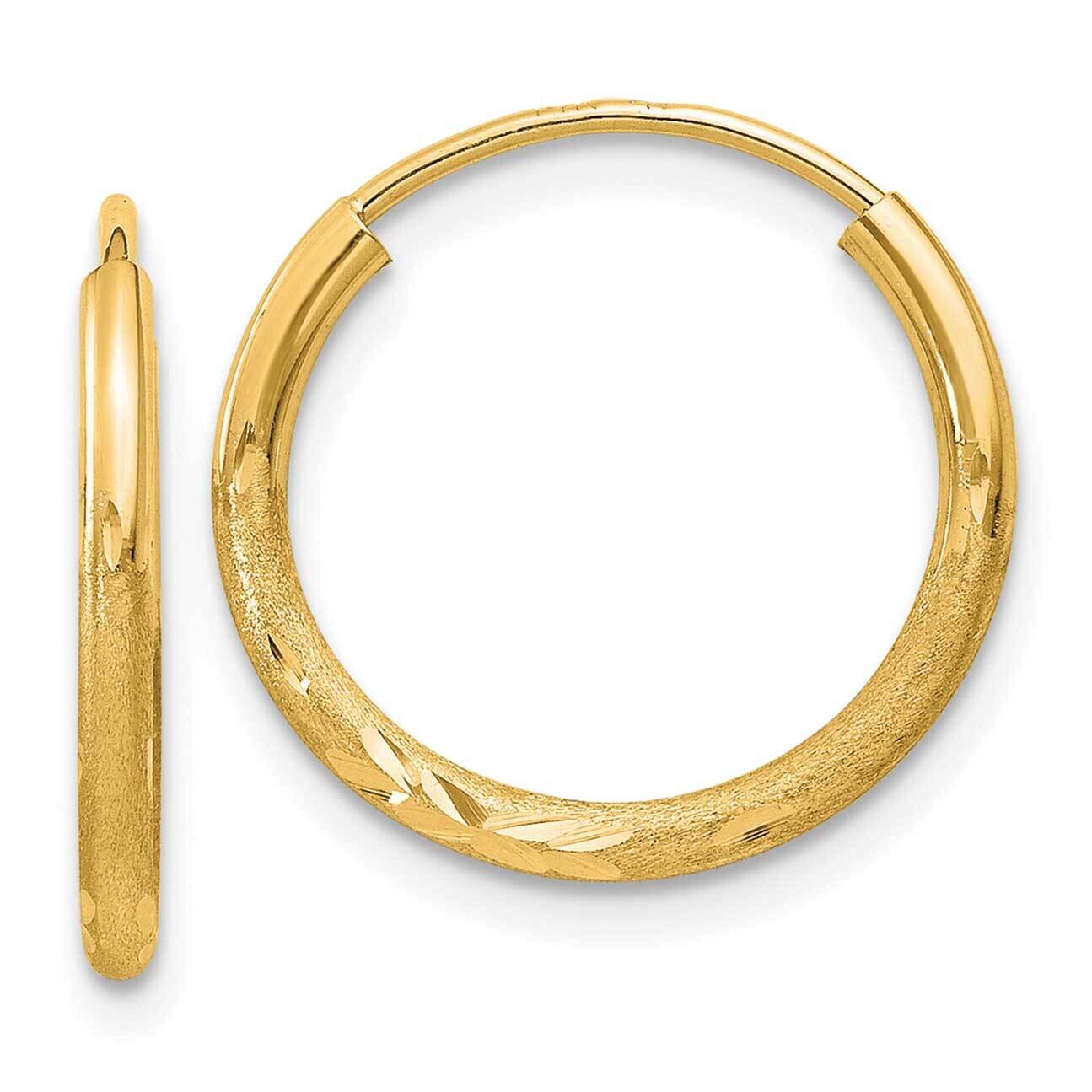 1.5mm Satin Diamond-Cut Endless Hoop Earrings 10k Gold 10XY1173, MPN: 10XY1173,