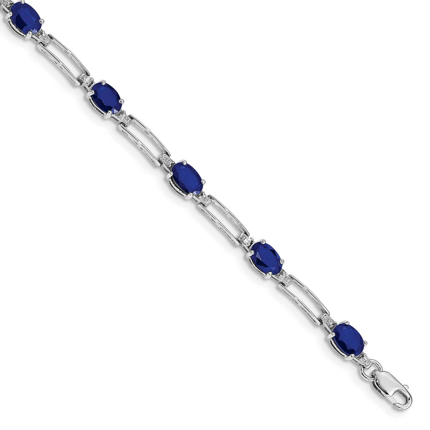 Diamond Sapphire Bracelet 7 Inch 10k White Gold BM4489-SA-005-1WA, MPN: BM4489-SA-005-1WA, 88677412…