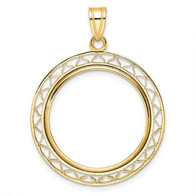 Polished Fancy Wire Prong 22.0mm Coin Bezel Pendant 14k Gold C8193/22.0, MPN: C8193/22.0,