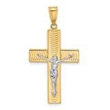 Polished Textured Crucifix Pendant 14k Two-Tone Gold C4957 by Men&#39;s Jewelry and Accessories, MPN: C…