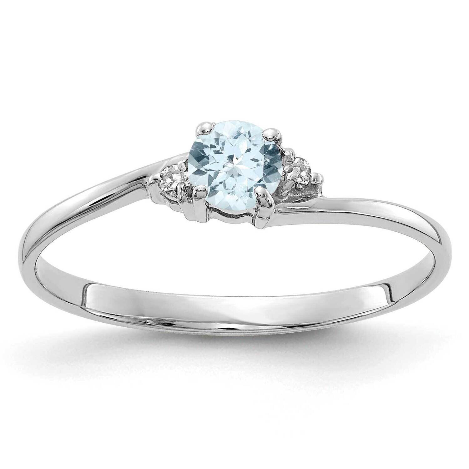 Aquamarine Diamond Ring 10k White Gold 10Y4713AQ/AA, MPN: 10Y4713AQ/AA,