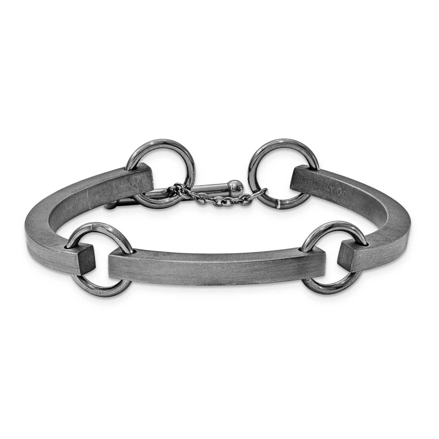 Satin Status Link Bracelet- Black 7.5 Inch Sterling Silver Polished B6861-BLACK-7.5