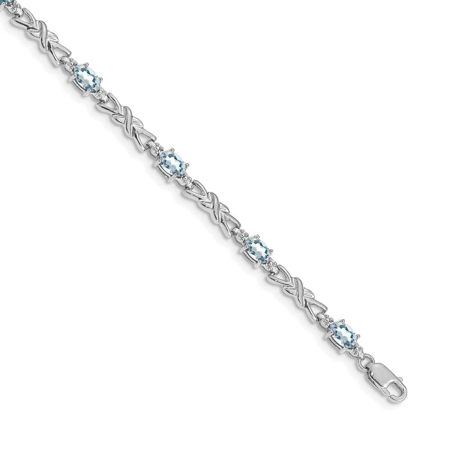 Diamond Aquamarine Bracelet 7.25 Inch 14k White Gold BM4478-AQ-001-WA, MPN: BM4478-AQ-001-WA,