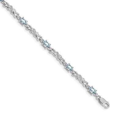 Diamond Aquamarine Bracelet 7.25 Inch 14k White Gold BM4478-AQ-001-WA, MPN: BM4478-AQ-001-WA,