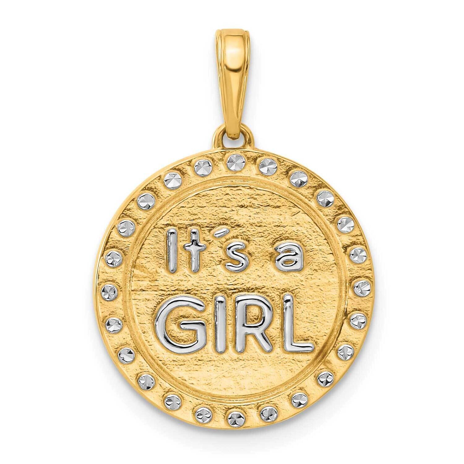 Diamond-Cut It&#39;s A Girl Pendant 14k Gold White Rhodium  C4866, MPN: C4866,