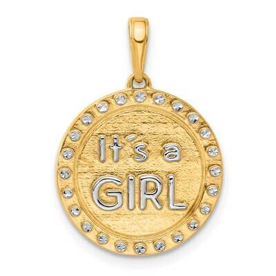 Diamond-Cut It&#39;s A Girl Pendant 14k Gold White Rhodium  C4866, MPN: C4866,