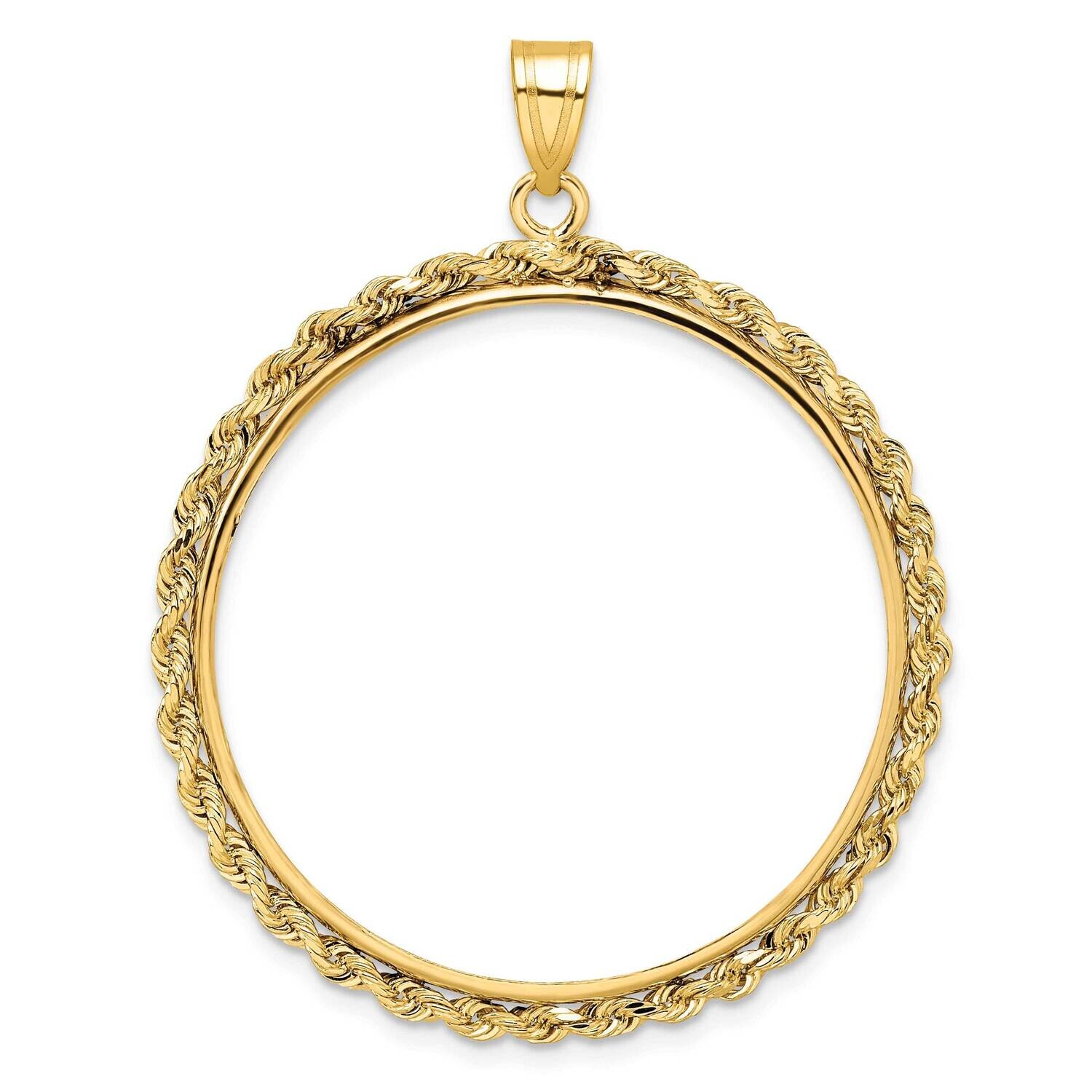 Polished Rope Prong 32.0mm Coin Bezel Pendant 14k Gold C3012/32.0, MPN: C3012/32.0,