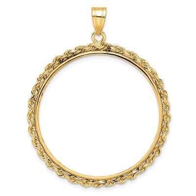 Polished Rope Prong 32.0mm Coin Bezel Pendant 14k Gold C3012/32.0, MPN: C3012/32.0,
