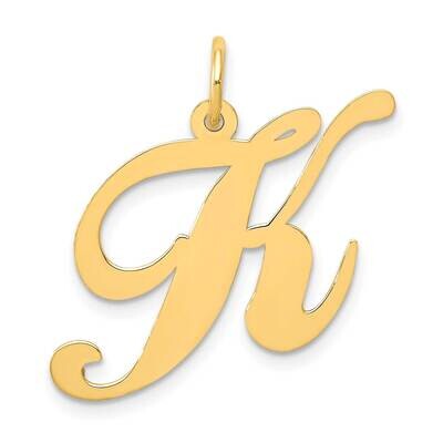 Large Fancy Script Letter K Initial Charm 10k Gold 10YC654K, MPN: 10YC654K,