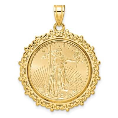 Polished Fancy Prong Mounted 1/4Oz American Eagle Coin Bezel Pendant 14k Gold C8187/22.0C, MPN: C81…