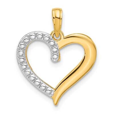 Rhodium Polished Heart Pendant 14k Gold D5269, MPN: D5269,