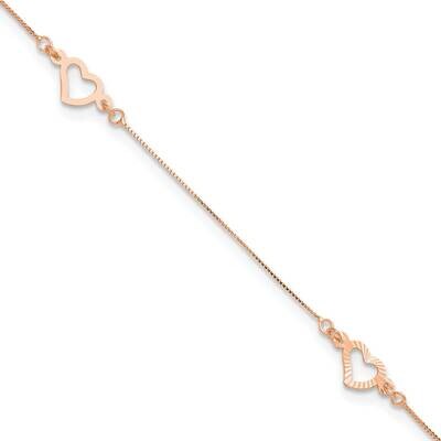 Adjustable Fancy Heart 9 Inch Plus 1 Inch Extender Anklet 14k Rose Gold ANK157R-9, MPN: ANK157R-9,
