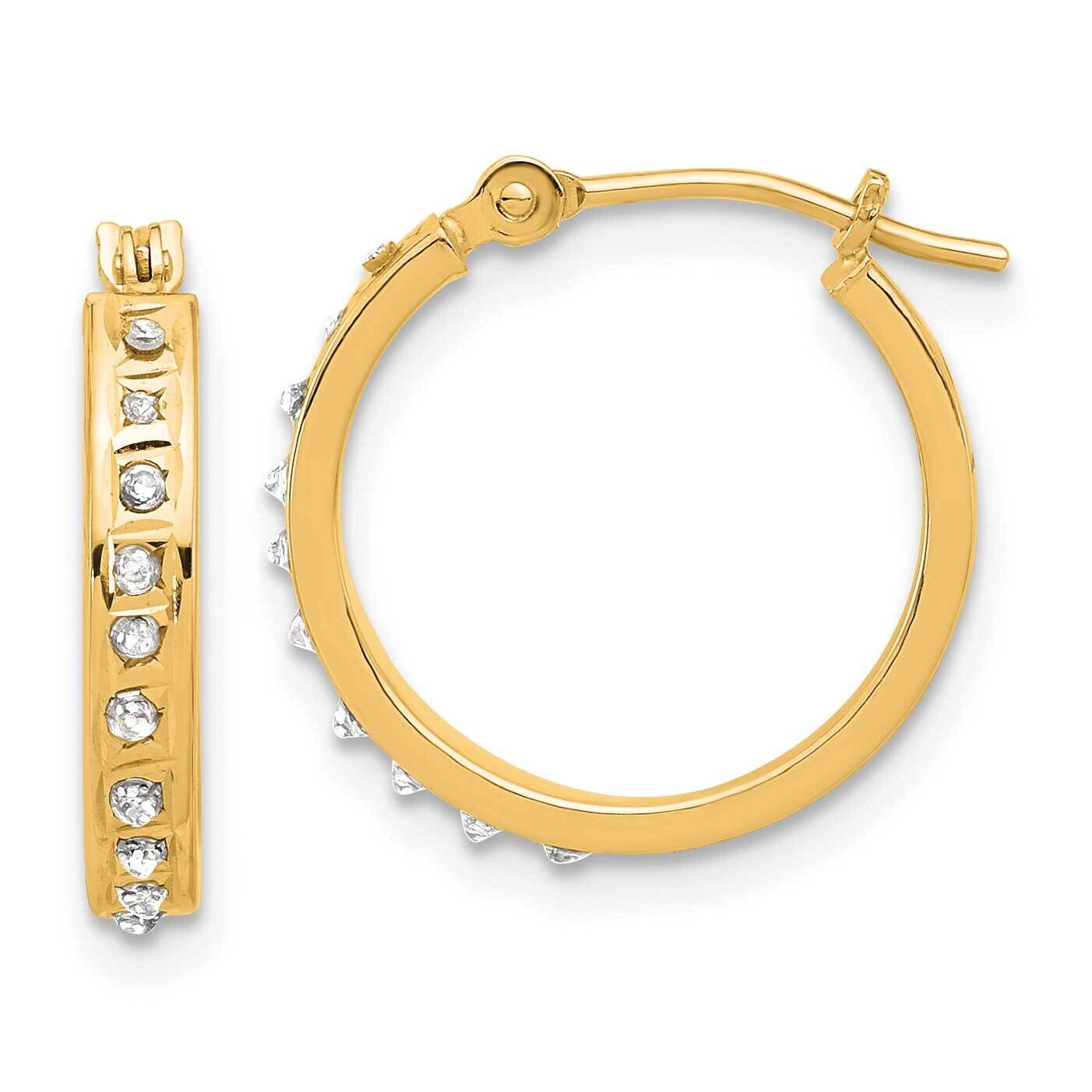 Diamond Fascination Polished Hoop Earrings 14k Gold DF345