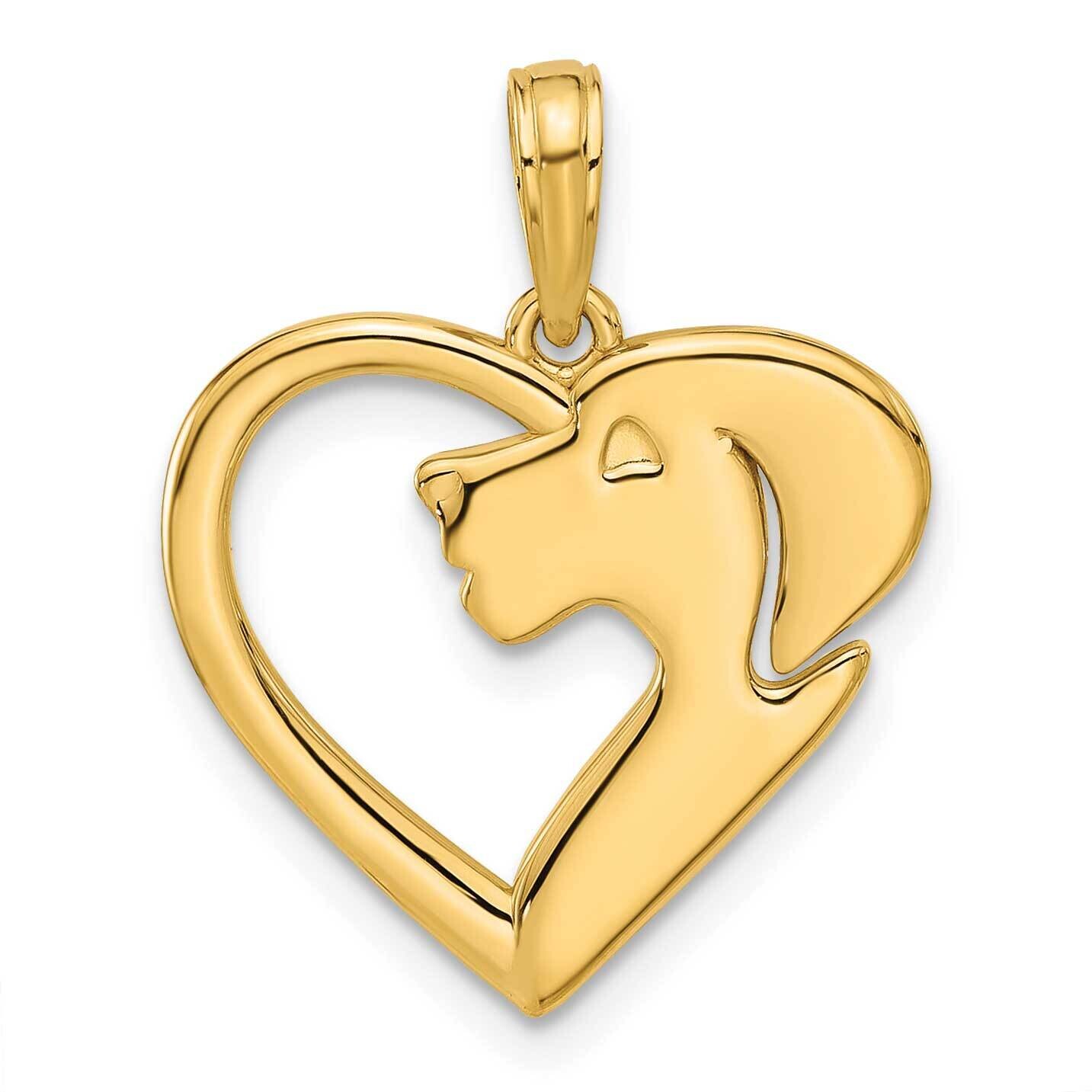 Heart Dog Charm 14k Polished Gold D5440