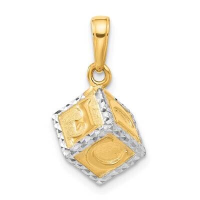 Diamond-Cut 3D Baby Letter Block Pendant 14k Gold White Rhodium  C4867, MPN: C4867,