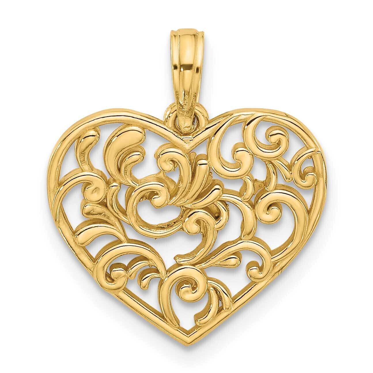 Fancy Heart Charm 14k Polished Gold D5506, MPN: D5506,