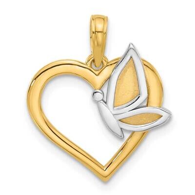 Fancy Heart Butterfly Charm 14k Gold White Rhodium D5484, MPN: D5484,
