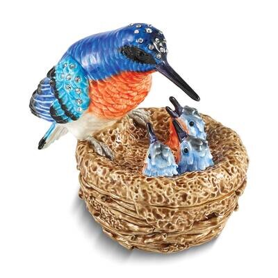 Ryann Kingfisher Bird Babies Trinket Box Bejeweled BJ4201, MPN: BJ4201,