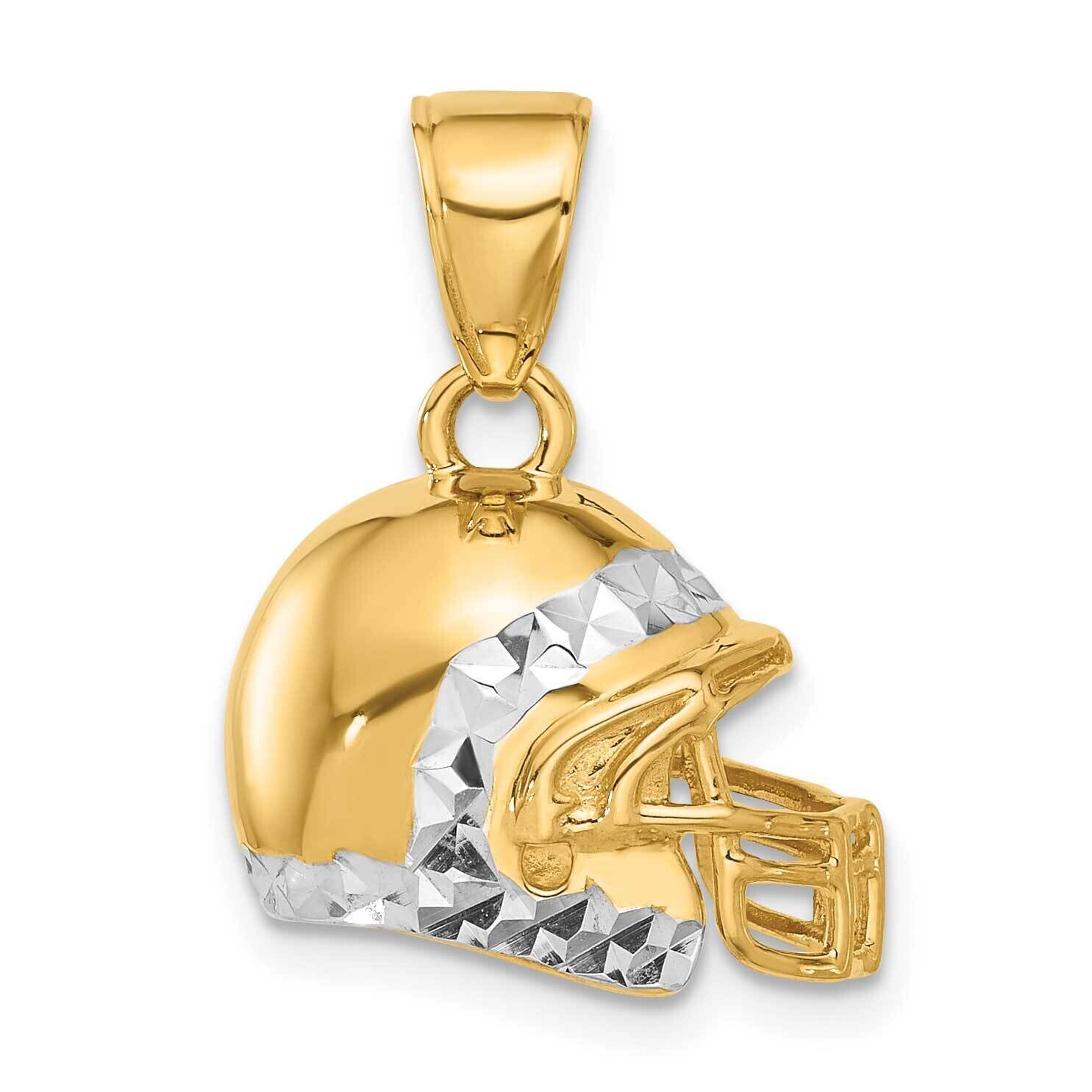 Diamond-Cut 3D Football Helmet Pendant 14k Gold White Rhodium  C4929 by Men&#39;s Jewelry and Accessori…