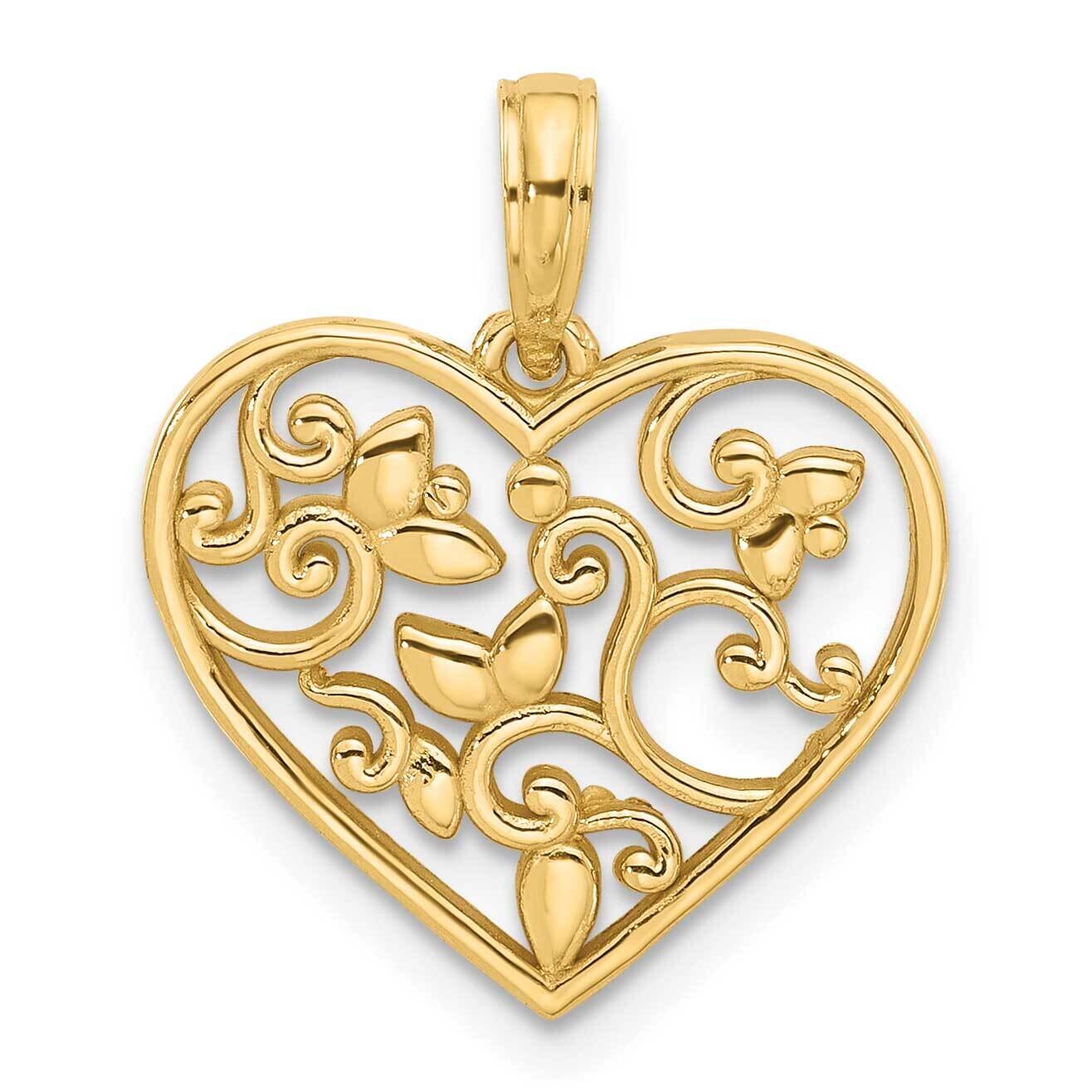Fancy Heart Charm 14k Gold D5503