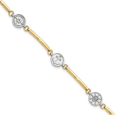 Polished Compass Anchor 1 Inch Extender Bracelet 14k Two-Tone Gold FB1990-7, MPN: FB1990-7, 1969040…