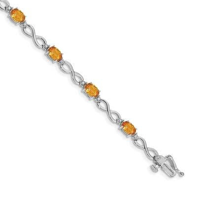 Citrine Diamond Infinity Bracelet 7 Inch 14k White Gold BM4494-CI-003-WA, MPN: BM4494-CI-003-WA,
