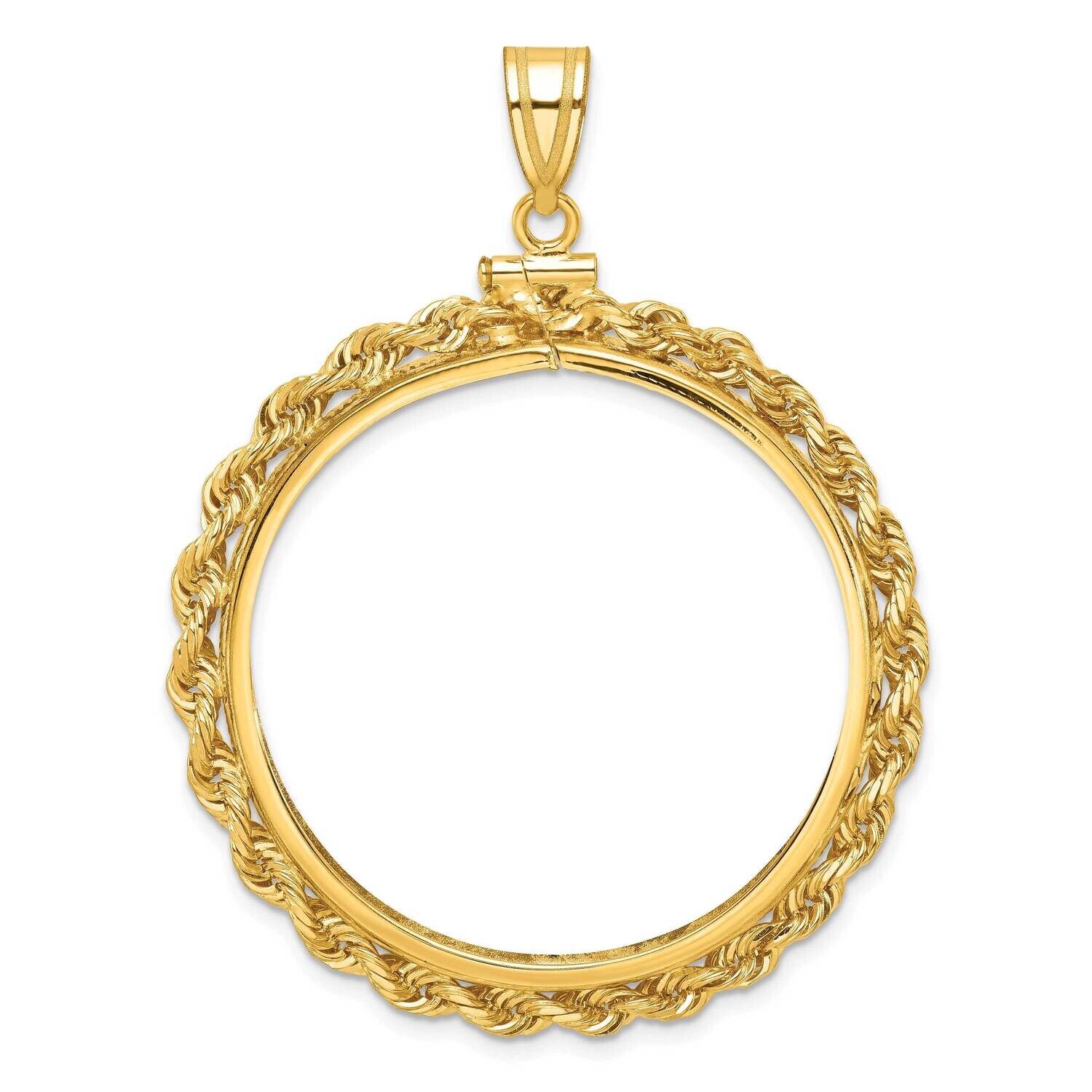 Rope Screw Top 34.2mm X 2.85mm Coin Bezel Pendant 14k Gold C1215/34.2, MPN: C1215/34.2,