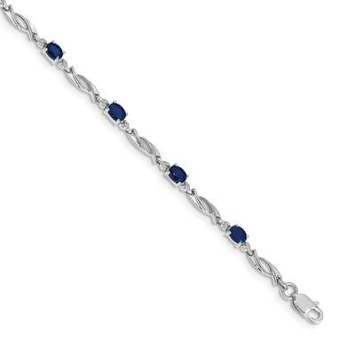 Diamond Sapphire Bracelet 7.25 Inch 10k White Gold BM4476-SA-001-1WA, MPN: BM4476-SA-001-1WA,