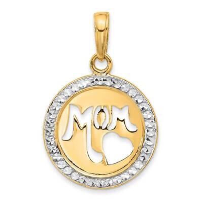 Diamond-Cut Mom Cut-Out Heart Pendant 14k Gold White Rhodium  C4857, MPN: C4857,