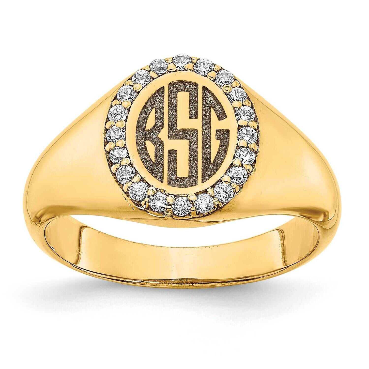 Large Diamond Oval Classic Monogram Signet Ring 10k Gold 10XNR108Y, MPN: 10XNR108Y,