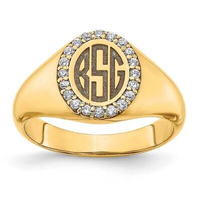 Large Diamond Oval Classic Monogram Signet Ring 10k Gold 10XNR108Y, MPN: 10XNR108Y,