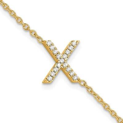 Diamond Sideways Letter X 1 Inch Extender Bracelet 14k Gold BM9951X-018-YA, MPN: BM9951X-018-YA,
