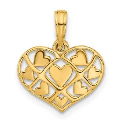Hearts In Heart Charm 14k Polished Gold D5438, MPN: D5438,