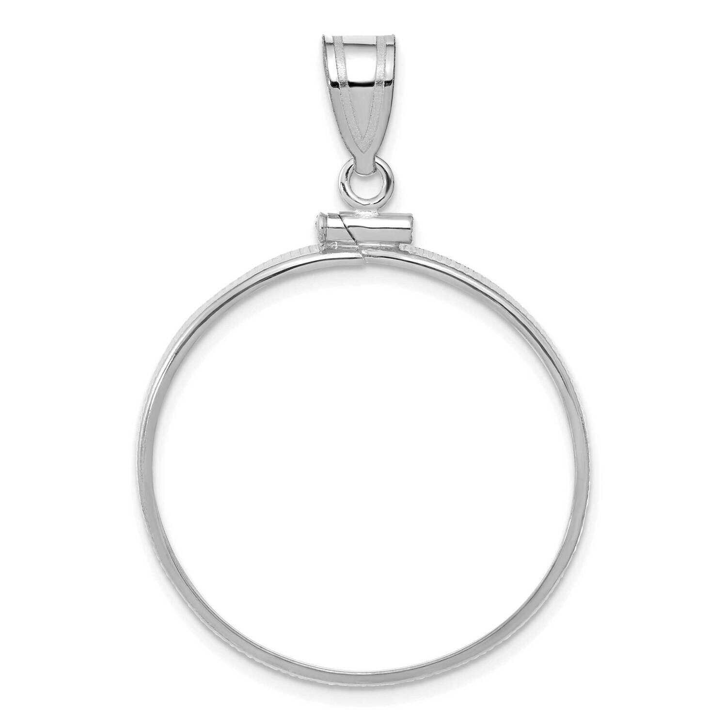 Polished Screw Top 27.0mm X 2.35mm Coin Bezel Pendant 14k White Gold C1885W/27.0